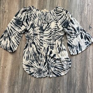 Lovestitch Black and White Tie-Dye Blouse